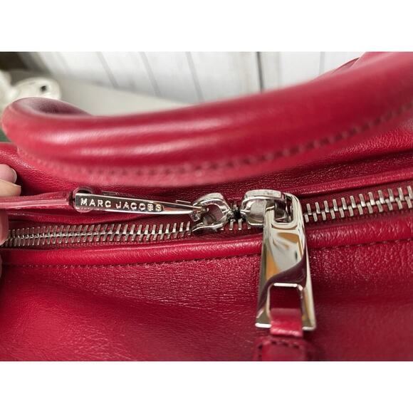 Marc Jacobs Red White Leather Small Striped Prince Antonia Satchel Handbag Italy - Picture 5 of 11